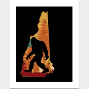 Bigfoot Retro Vintage Sasquatch New Hampshire Posters and Art